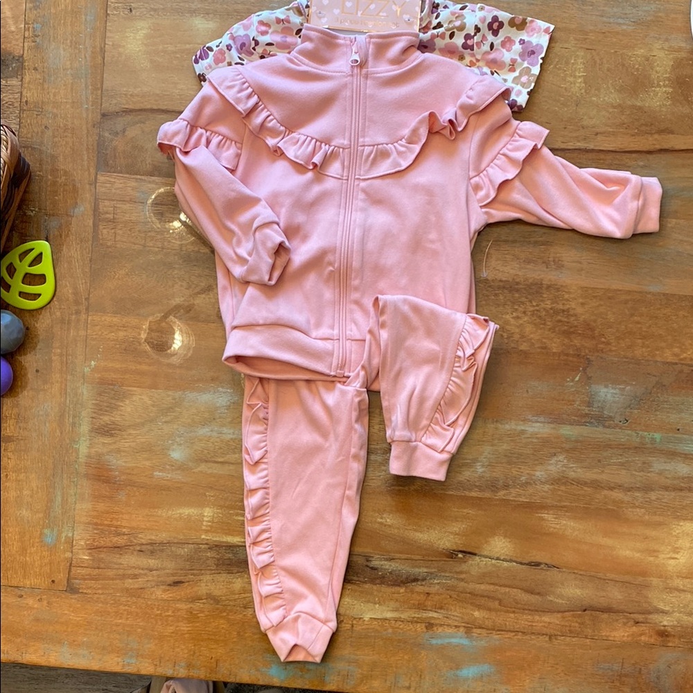 Pink Ruffled Tracksuit Set